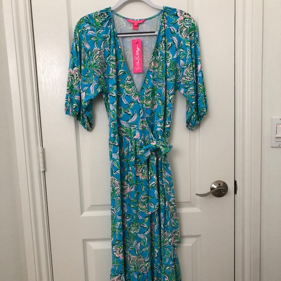 Lilly Pulitzer BRANTLEY midi wrap dress size L LARGE NWT - Picture 1 of 6